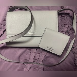 2 AVAILABLE!  Kate Spade Crossbody hand bag and matching Wallet in Nimbus Grey